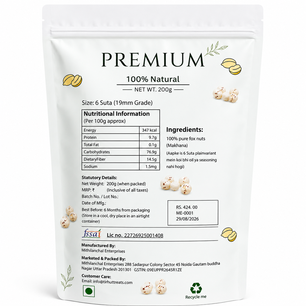 Tirhut Treats Premium Makhana (Fox Nuts) – 200g