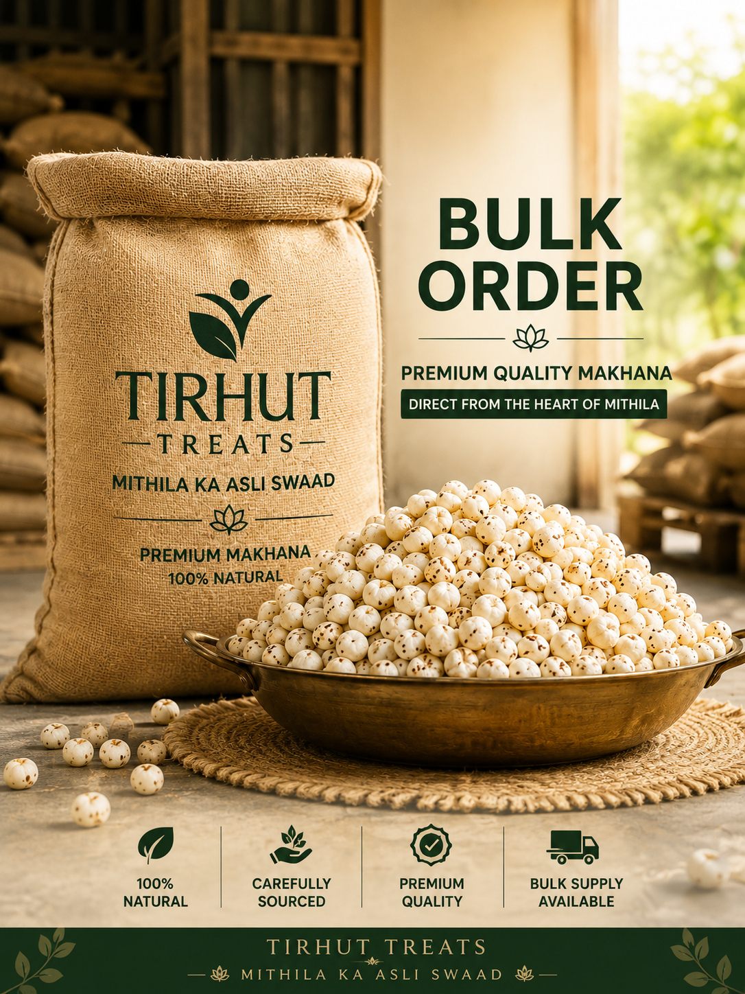 Loose Makhana | Bulk Pack Size-6 Suta + (By- Tirhut Treats)